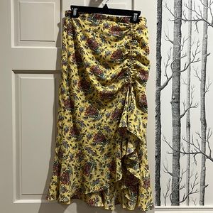 MAX STUDIO HI LOW FLORAL YELLOW SKIRT-WOMEN’S SIZE MEDIUM